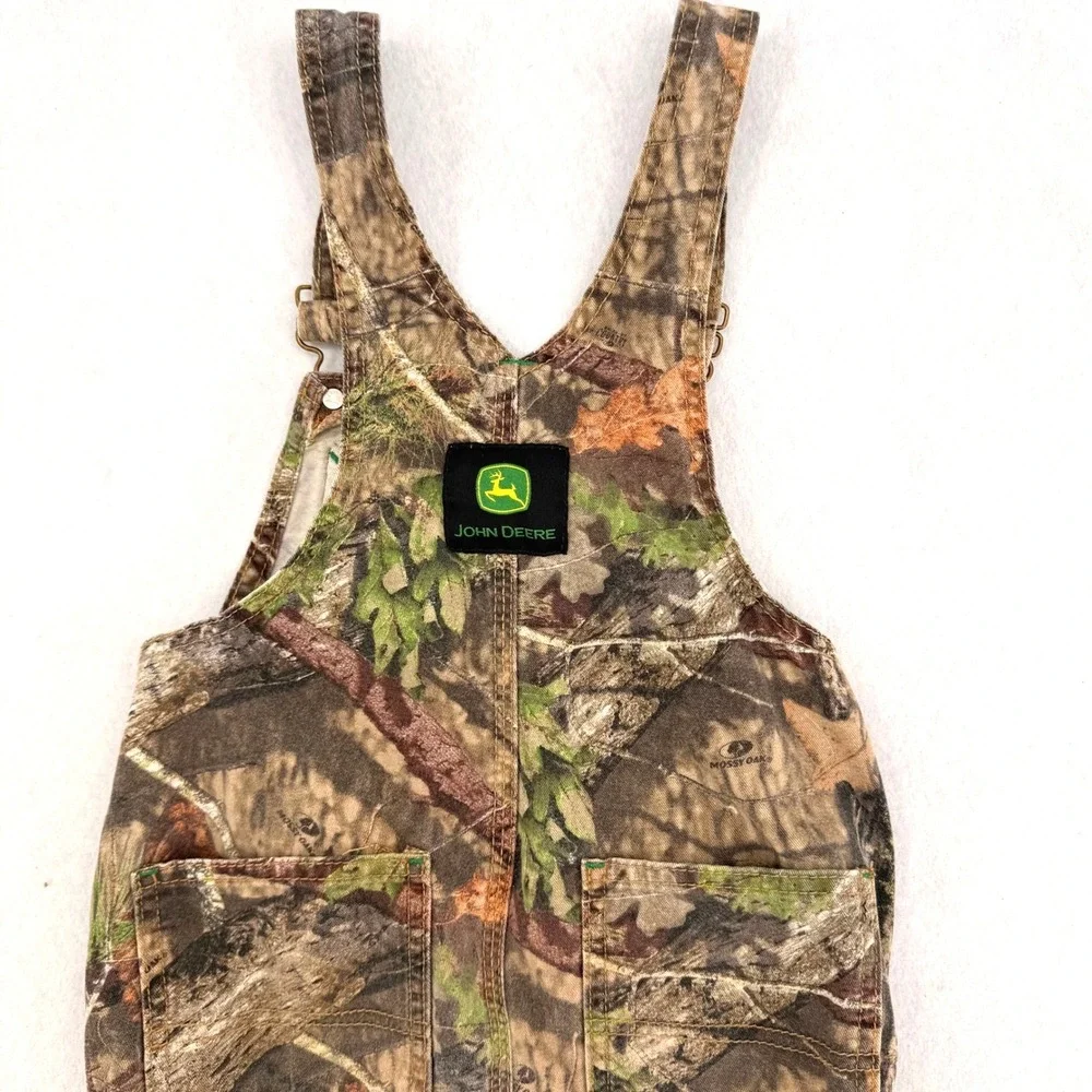 John Deere Kids Mossy Oak‎ Camouflage Bib Overalls Brown Green Camo Straights ^